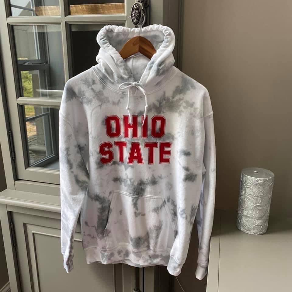Ohio State Gray Crumple Red Graphic Hoodie